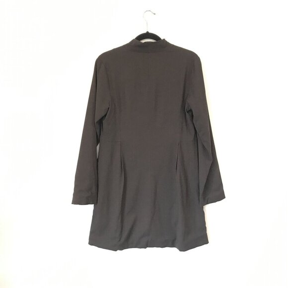 Eileen Fisher Size S Brown Italian Fabric Wool Button-Front Long Blazer Jacket - Picture 2 of 10